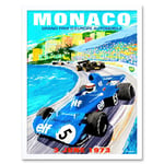 Monaco Europe Grand Prix 1973 Motor Sport Racing Formula 1 Race Vintage Advert Art Print Framed Poster Wall Decor 12x16 inch