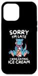 Coque pour iPhone 12 Pro Max Adorable dinosaure Kawaii Sorry I'm Late I Was Eating Ice Cream