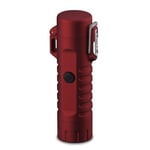 Waterproof Lighter USB Plasma Lighter Rechargeable Electric Lighter Waterproof with Flashlight Flameless Lighter Windproof Arc Lighter for Outdoor Camping Hiking,red