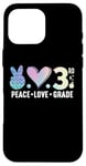 Coque pour iPhone 16 Pro Max Peace Love 3e année Retour à l'école Troisième année