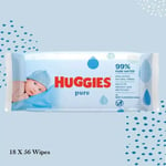 Huggies Pure Baby Wipes 18x56 Packs (1008 Wipes Total)