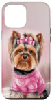 iPhone 12 Pro Max Aesthetic Pink Christmas Yorkshire Terrier Holiday Xmas Case