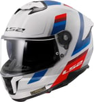 LS2, Casque Moto Intégral Stream II Vintage Gloss White Blue Red, XL