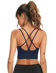 Sykooria Femme Soutien Gorge Sport Coussinets Amovibles Élastique Brassière Sport Yoga, Course à Pied, Danse sous-vêtements de Sport,XL,Bleu