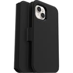 OtterBox Strada Via Case for iPhone 14 Plus, Shockproof, Drop Proof, Slim, Soft Touch Protective Folio Case with Card Holder, 2x Tested to Military Standard, Black