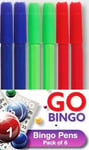 6x Bingo Dabbers Ticket Felt Multi Coloured Red/Blue/Green Markers Pens