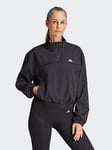 adidas Womens Train Essentials 1/4 Zip Track Top - Black, Black/White, Size M, Women