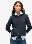 Superdry Essential Logo Zip Hoodie - Navy, Navy, Size 6, Women