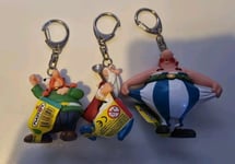 Asterix - Obelix Plastoy 3 X  KeyChains Keyrings New