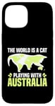 Coque pour iPhone 15 Le monde est un chat qui joue avec l'Australie World Map Traveler