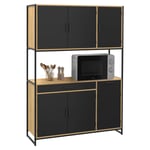 Idmarket - Buffet de cuisine 120 cm boston meuble 6 portes design industriel + tiroir