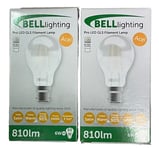 2 Pack Of Bell Lighting Pro Led Glass Filament Lamp 6W =60W BC B22 Warm White