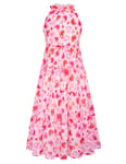 GRACE KARIN Filles Robe Douce de Princesses Une Ligne Maxi Casual Imprimé Florale d'anniversaire pour Enfants 14 Ans Imprimé Rose