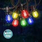 Skylantern - Guirlande Guinguette 20M 20 Bulbes Filament Rouge Bleu Jaune Vert - Guirlande Lumineuse Ampoule E27 Multicolore