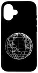 Coque pour iPhone 16 World Globe Line Art Carte planète Terre Atlas Voyage