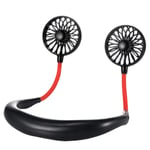 2000 MAre USB Portable Fan Hands-Free Neck Fan Hanging Rechargeable Mini Sports Fans 3 Gears Air Conditioner Adjustable Home-Black