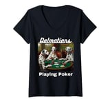 Womens Dogs Playing Poker Dalmatians Dalmatian Dog Breed V-Neck T-Shirt