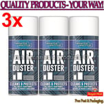 3x Compressed Air Duster Spray Can Cleans Laptop Printer Keyboard Gadget 200ml