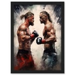 Artery8 Cage Fight Oil Paint Artwork Combat Mixed Martial Arts Boxing Wrestling Artwork Framed Wall Art Print A4