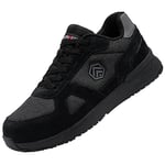 LARNMERN PRO Chaussures de Sécurité Hommes Embout Acier Protection Antidérapante Léger Respirante Basket de Travail Noir Taille 48EU