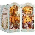 Book Nook DIY Kit maison de poupée miniature en bois avec capteur de lumière LED, journal pastoral 3D, puzzle en bois, kits de modélisme pour les personnes de plus de 14 ans Cadeau créatif