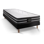 Prestige Literie - Ensemble matelas sommier Exclusive 90 x 190 cm - Couleur : Noir