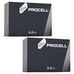 20 x Duracell AA Industrial Alkaline Batteries, 1.5V LR6 MN1500 Replaces Procell