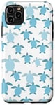 Coque pour iPhone 11 Pro Max Joli motif floral tortue de mer bleu marine corail et coquillage