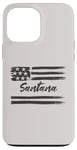 Coque pour iPhone 13 Pro Max Santana – Nom personnalisé, étoiles et rayures, drapeau des États-Unis