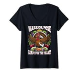 Womens Warrior Pose – Thanksgiving Yoga Turkey V-Neck T-Shirt