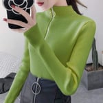 KHJH Pull Femme À Col Roulé Pullover en Tricot,Mode Fruit Vert Fermeture Éclair Pull Mince Tricoté À Manches Longues Doux Léger Pull Pull Haut Automne Hiver Chaud Pull en Maille, XL