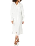 The Drop Fiona Robe Chemise Midi En Lin Pour Femme, Blanc, 4XL Grande Taille