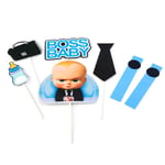 2 st Cartoon Boss Grattis på födelsedagen Cake Topper Söt Baby Boy Cupcake Toppers Baby Shower Pojkar Barn Födelsedagsfest Tårtdekorationer