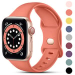 CeMiKa Compatible avec Apple Watch Bracelet 38mm 40mm 41mm 42mm 44mm 45mm 46mm 49mm, Bracelets en Silicone de Remplacement pour iWatch SE Series 10 9 8 7 6 5 4 3 2 1, 38mm/40mm/41mm-M/L, Corail