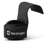 Harbinger Pro Lifting Grips | Sangles de levage premium | Adhérence et support du poignet améliorés | Matériau antidérapant en polyuréthane | Design gauche/droite - Noir, Taille L