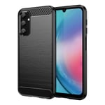 För Samsung Galaxy A25 5g Borstad phone case Kolfibertextur Flexibelt TPU- cover Black