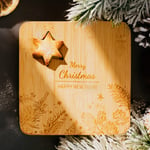 Christmas Wooden Chopping Board Cheese Serving Platter Bamboo Xmas Decor Gift