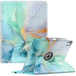 FINTIE Coque pour iPad Pro 13 Pouces 2024 M4 (A2925 / A2926 / A3007) - [Rangement de Stylet] Coque Rotative à 360° Étui Pivotant, Housse Veille/Réveil Automatique, Marbre Émeraude