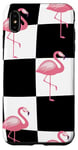 Coque pour iPhone XS Max Pink Flamingo Checker Black & White Pink Checkered Flamingo