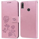 PKQTOP Coque pour Huawei Y7 2019 Housse,Fonction de Support,Fente pour Carte,Silicone TPU,Flip Étui Case pour Huawei Y7 2019(6.26")