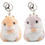 Set med 2 söta hamster plysch nyckelring gosedjur nyckelring charm