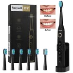 Fairywill Sonic Electric Toothbrushes 5 Modes USB Rechargeable 6 Brush Heads