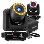 2x Cobra 100R Moving Head Spot Light, LED Ring & Gobo with Case - RGB 100W White