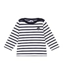 Petit Bateau Bébé Garçon A08fi Marinière, Blanc Marshmallow / Bleu Smoking, 12 Mois EU