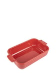 PEUGEOT - Rectangular ceramic casserole dish - 22 cm (including handles) x 12 cm x 4.5 cm - capacity: 850 ml - 10 year guarantee - Red Colour