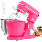 Kitchen in the box Stand Mixer, 4.5L+5L Two Bowls Food Mixer for Baking, 10 Speeds Electric Kitchen Mixer with Dough Hook, Whisk, Beater, 1300W Matte Cake Mixer (Neon Pink)