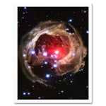 Hubble Space Telescope Image Light Echo Illuminates Dust Spiral Around Red Supergiant Star V838 Monocerotis Explosion Art Print Framed Poster Wall Dec