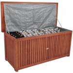 Spetebo - Coffre de jardin washington en bois d'acacia - 133 x 58 cm - Box pour coussins avec poche intérieure en film plastique