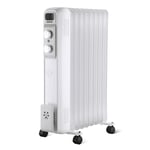 Geepas Oil Filled Radiator Heater, 2000W – Energy Efficient Electric Heater – 3 Power Settings, Adjustable Temperature/Thermostat, Safety Cut off – Low Running Cost – 2 Year Warranty, 9 Fins, White