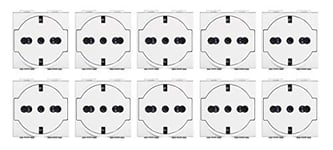 BTicino ASTN4140A16 Kit de 10 pièces, prise double face, norme allemande et italienne 2P+T 10/16, alvéoles protégées, série Living Light, 2 modules, couleur blanche